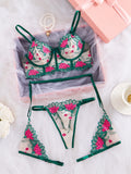 Women's Sheer Mesh Lingerie Set – See-Through Uniform Style | Green
