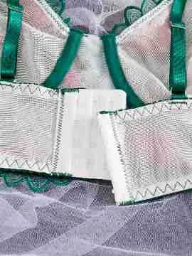 Women's Sheer Mesh Lingerie Set – See-Through Uniform Style | Green